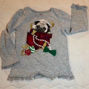 Lite Gray Heather Kids Shirt with Pug Design Sz 5 T  NWOT